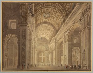 Desenho, Interior da Basílica de São Pedro iluminado, antes de 1787