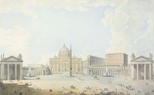 St. Peters, a Basílica e a Piazza (wc sobre esboço gravado)