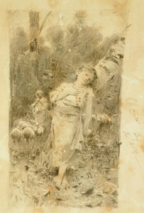 A pastora, de Francesco Paolo Michetti (1851-1929), desenhando.