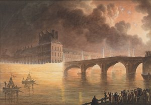 Festa da Paz Geral dada em Paris em 18 de Brumário. Ponte Real, 1801-2 de Francesco Piranesi