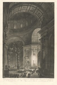 Interior da Basílica de São Pedro, com a Iluminação da Cruz de São Pedro de Francesco Piranesi