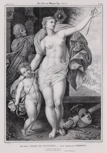 Pintura alegórica de Diane de Poitiers, dona do rei Henrique II de França (litho)