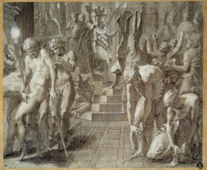 A Mascarada de Persepolis. Desenho de Francesco Primaticcio conhecido como The Primatice (1504-1570) de Francesco Primaticcio