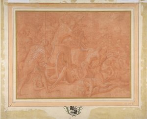 Ulisses e seus companheiros combatendo os Cicones diante da cidade de Ismaros, Estudo..., 1555-60.