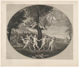 Putti a dançar à volta de uma árvore