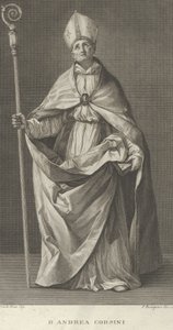 Santo Andrea Corsini vestido como bispo de Fiesole, segurando um báculo e olhando ..., ca. 1780-1841.