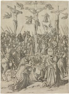 A Crucificação com os Dois Ladrões, placa dez da Vida da Virgem e Cristo