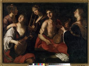 O concerto (Concerto). Pintura por Francesco Rustici (ca. 1575-1626). Óleo sobre tela