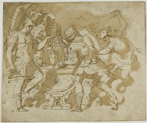 Camillus ataca Brennus de Francesco Salviati