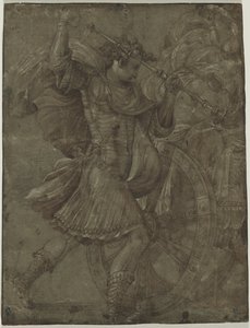 Homem de armadura ao lado de uma carruagem, c. 1550 de Francesco de Rossi Salviati Cecchino