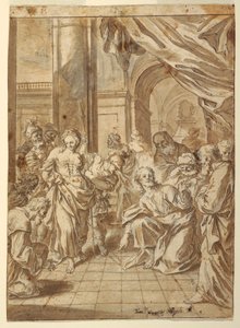 Desenho, Cristo e a mulher adúltera, 1750-60 de Francesco Saverio Mergolo