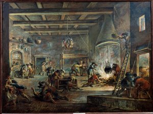 A pilhar uma quinta. Pintura de Francesco Simonini (1686-1753) realizada depois de Jacques Callot