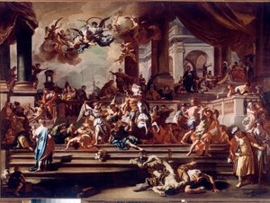 Heliodoro (Heliodoros) Caça ao Templo pelos Anjos Pintura de Francesco Solimena dit l