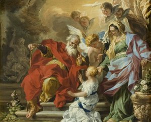 A Educação da Virgem, c.1680 (óleo sobre cobre) de Francesco Solimena