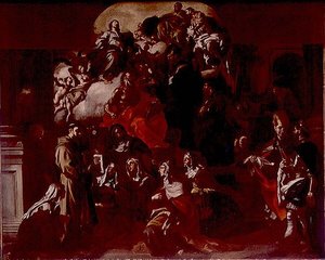 A Santíssima Trindade com a Madonna e os Santos, c.1705 (óleo sobre tela) de Francesco Solimena