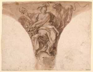África, Design para um Pendente no Vestíbulo Batismal de São Pedro, Roma de Francesco Trevisani
