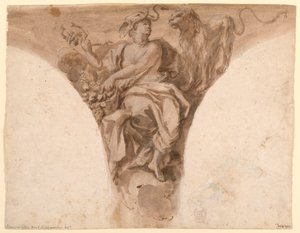 Desenho, África, Projeto de um pendente no vestíbulo batismal de São Pedro, Roma, 1713-26 de Francesco Trevisani