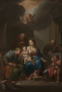 Esboço de apresentação para "A Sagrada Família com Santos Ana, Joaquim e João Batista" (para Santa Maria na Via Lata, Roma) de Francesco Trevisani