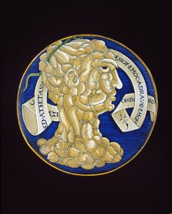 Prato com uma cabeça de pênis composta, c.1536 (faiança de latão estanhado, maiolica)