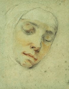 Retrato de Pasitea Crogi, com os olhos fechados em êxtase,