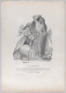 Príncipe Raimondo di Sangro desembaraçando-se da rede dos cuidados mundanos com ..., ca. 1840-50. de Francesco Wenzel