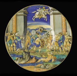 Placa com Cena de Orlando Furioso, Ariosto, 1531 (maiolica)