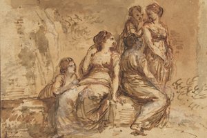 Cinco Moças em uma Paisagem, 1702-1788. de Francesco Zuccarelli