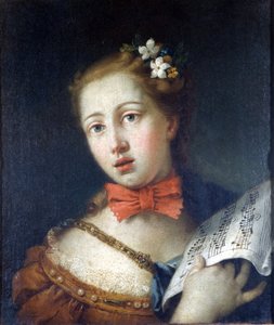Pintura de V. Zugno retratando um cantor veneziano, Museo di Brera, Milão.