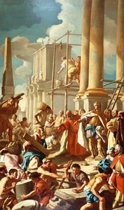 Robert de Anjou construindo a Igreja de Santa Chiara, Nápoles (óleo sobre tela) de Francesco de Mura
