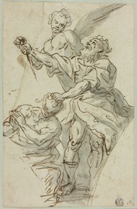 Esboço de um pórtico com o sacrifício de Isaac de Francesco de Mura