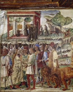 Alegoria do mês de julho, detalhe do triunfo de Júpiter, detalhe da cena do casamento - afresco de Francesco del Cossa (ca. 1436-vers 1478) Ferrara (Ferrara) Palazzo Schifanoia, Salone dei Mesi de Francesco del Cossa
