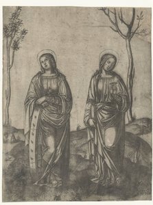 Santa Catarina com a roda partida e Lúcia com os olhos na tigela de Francesco di Francia (attributed to)