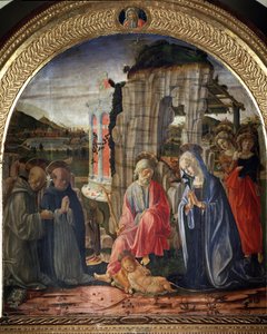 Natividade com São Bernardo e São Tomás de Aquino - Pintura