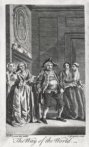 Cena de The Way of the World, de William Congreve (1670-1729), gravada por Charles Grignon a partir de um desenho de Francis Hayman em Lincoln