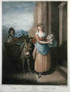 "Turnips and Carrots Ho", placa 13 de "The Cries of London", gravado por Thomas Gaugain (1748-1812), pub. da Colnaghi & Co.