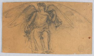 Esboço de anjo com flores de Francis Augustus Lathrop