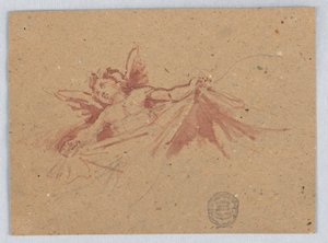 Esboço de Putti com cortinas de Francis Augustus Lathrop