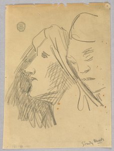 Esboço de duas cabeças de Francis Augustus Lathrop