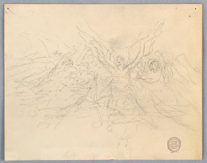 Esboço de anjos adoradores de Francis Augustus Lathrop
