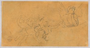 Esboço de um anjo e Putti de Francis Augustus Lathrop