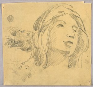 Esboços de três cabeças de Francis Augustus Lathrop