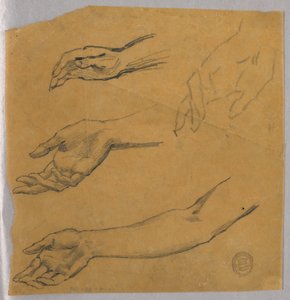 Três estudos de uma mão e um braço de Francis Augustus Lathrop