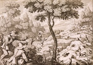 Cony Catching, gravado por Wenceslaus Hollar, 1671 de Francis Barlow