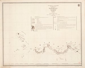 Ficha de síntese do seguinte levantamento da costa de Karamania de Francis Beaufort
