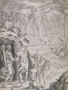 Dido e Enéias Abrindo-se em uma Caverna (lavar no papel)