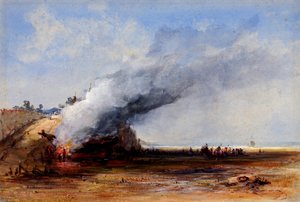 Queima de um Barco Velho, século XIX. de Francis Danby