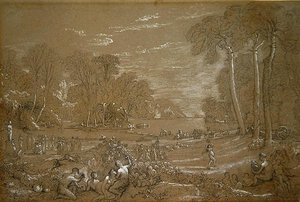 Estudo para a Idade de Ouro (lápis e giz sobre papel) de Francis Danby
