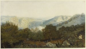 O Avon Gorge com Clifton e os Hotwells, Bristol, c.1820 (wc e bodycolour sobre grafite em papel wove) de Francis Danby