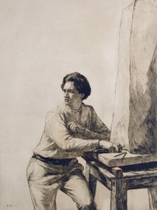 Retrato de Jacob Epstein (1880-1959) 1909 (gravura de ponta seca em tinta marrom escura)