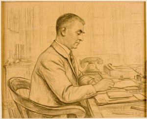 O Superintendente, Birtley (Leonard S. Flatman) (lápis de cera e lápis de cera sobre papel de buff)
